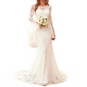 NEW EVER-PRETTY round neck long pagoda sleeves wedding dress in cream